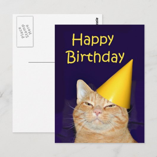 Gelukkige kat Gelukkige verjaardag Briefkaart (Voorkant / Achterkant)