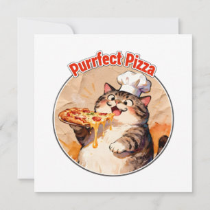 Gelukkige kat-kok met pizza bedankkaart