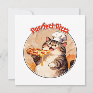 Gelukkige kat-kok met pizza bedankkaart