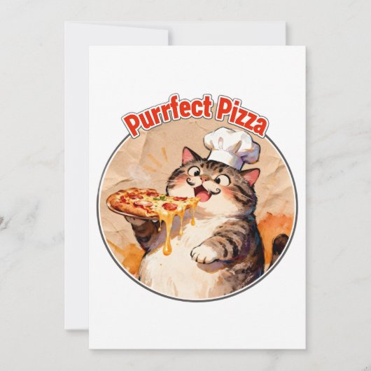 Gelukkige kat-kok met pizza kaart (Voorkant)