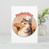 Gelukkige kat-kok met pizza kaart (Staand voorkant)
