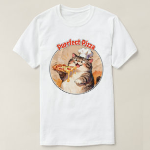 Gelukkige kat-kok met pizza t-shirt