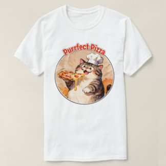 Gelukkige kat-kok met pizza t-shirt