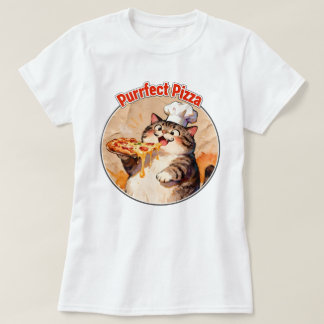 Gelukkige kat-kok met pizza t-shirt