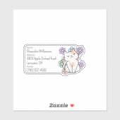 Gelukkige kat met bloemen Bagage-ID Sticker (Vel)