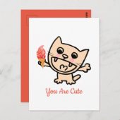 Gelukkige kat met ijs briefkaart (Voorkant / Achterkant)