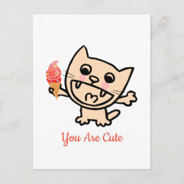 Gelukkige kat met ijs briefkaart