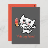 Gelukkige kat met ijs briefkaart (Voorkant / Achterkant)