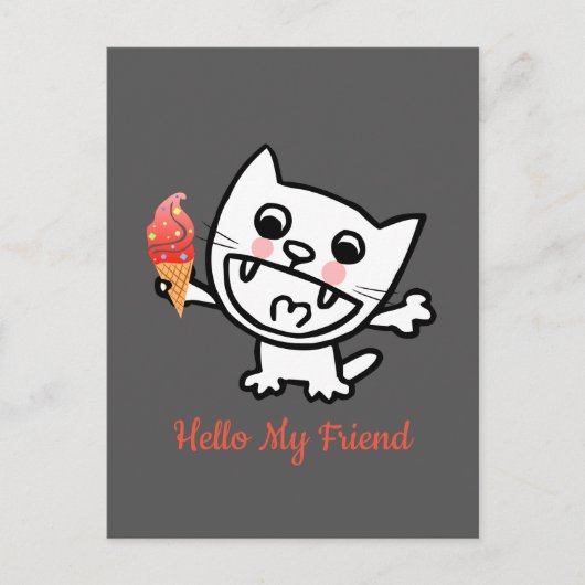 Gelukkige kat met ijs briefkaart (Voorkant)