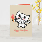 Gelukkige Kat Met Ijs Kaart (Gele Bloem)