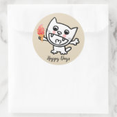 Gelukkige kat met ijs ronde sticker (Tas)