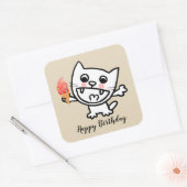 Gelukkige kat met ijs vierkante sticker (Envelop)