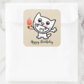 Gelukkige kat met ijs vierkante sticker (Tas)