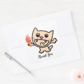 Gelukkige kat met ijs vierkante sticker (Envelop)