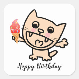 Gelukkige kat met ijs vierkante sticker