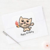 Gelukkige kat met ijs vierkante sticker (Envelop)