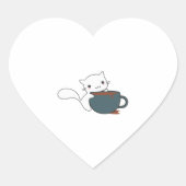 Gelukkige kat met koffie hart sticker (Voorkant)