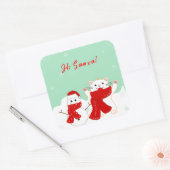 Gelukkige kat met sneeuwpop | SCHATTIGE KERST STIC Vierkante Sticker (Envelop)
