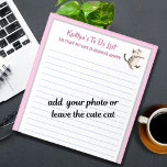 Gelukkige kat of foto gepersonaliseerd om planner  notitieblok<br><div class="desc">Happy Cat of Photo Personalized To Do List Planner Simple Modern Notitieblok En, je wordt toegejuicht door de geweldige Happy Cat (of je eigen foto) - om je alleen die extra stimulans en veel liefde onderweg te geven (en misschien ook een paar glimlachen). Alle ontwerpvragen of als u hulp nodig...</div>
