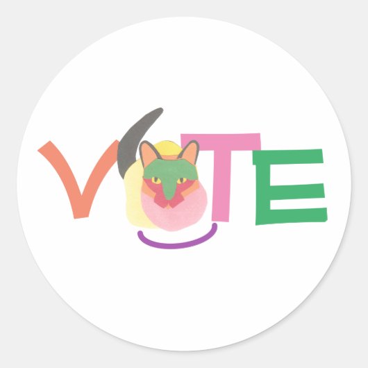 Gelukkige Kat Stem GOTV Ronde Sticker (Voorkant)