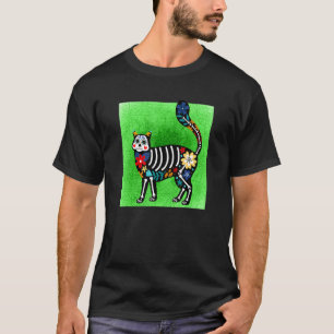 Gelukkige Kat Suiker Schedel Calavera Dia De Los M T-shirt
