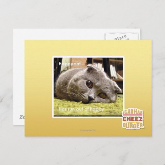 Gelukkige kat, uit gelukkig briefkaart (Voorkant / Achterkant)