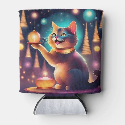 Gelukkige kat viert kerst،Cooler Blikjeskoeler (Voorkant)