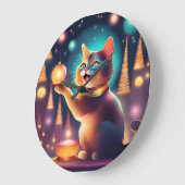 Gelukkige kat viert Kerstmis, Muur Klok (Hoek)