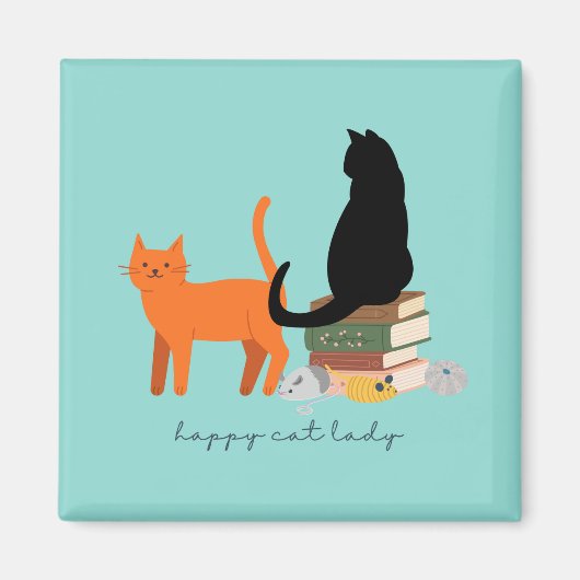 Gelukkige Katten Dame Magneet (Voorkant)