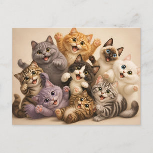 Gelukkige Katten Groet Briefkaart