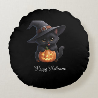 Gelukkige Katten Halloween Rond Kussen