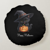 Gelukkige Katten Halloween Rond Kussen (Achterkant)