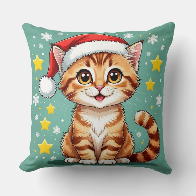 🎅 Gelukkige Katten Kerst Scene 🐾 Kussen (Voorkant)