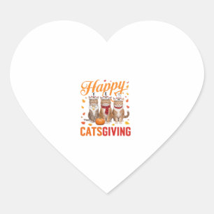 Gelukkige Kattendankdag Katten Halloween Thanksgiv Hart Sticker