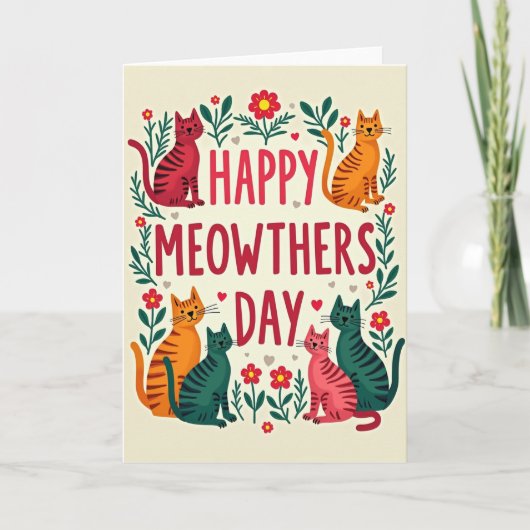 Gelukkige Kattenmoederdag Katten Kaart (Voorkant)