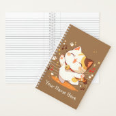 Gelukkige Kawaii Calico Cat dansen op muziek Notitieboek (Binnen)