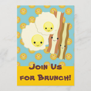 gelukkige kawaii eieren spek brunch ontbijt kaart