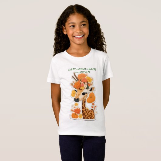 Gelukkige Kawaii Giraffe Halloween T-shirt (Voorkant volledig)