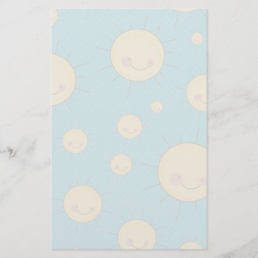 Gelukkige Kawaii zonnige zonnen patroon Briefpapier (Voorkant)
