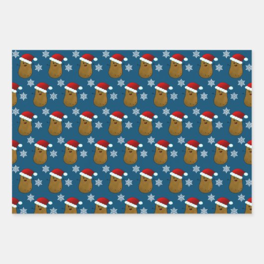 Gelukkige Kerstaardappelen Inpakpapier Vel (Voorkant 3)