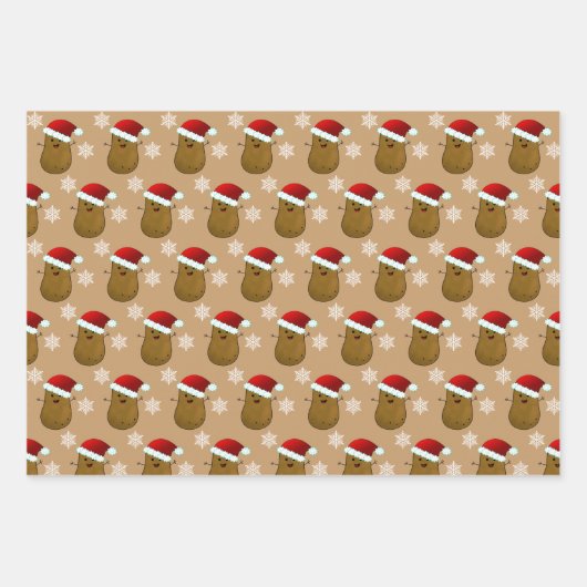 Gelukkige Kerstaardappelen Inpakpapier Vel (Voorkant 2)
