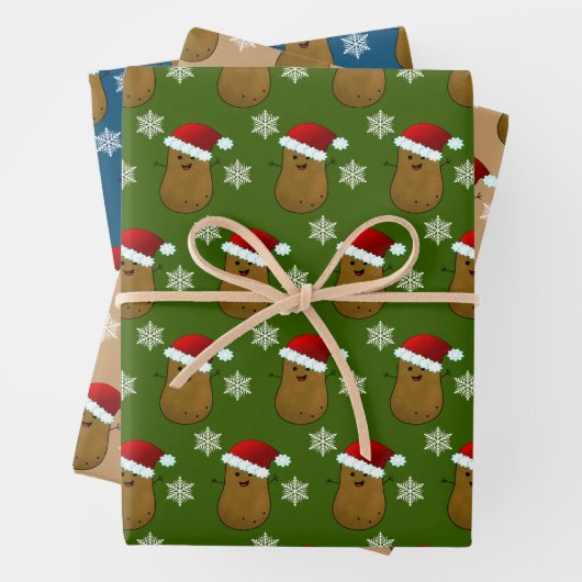 Gelukkige Kerstaardappelen Inpakpapier Vel (In situ)