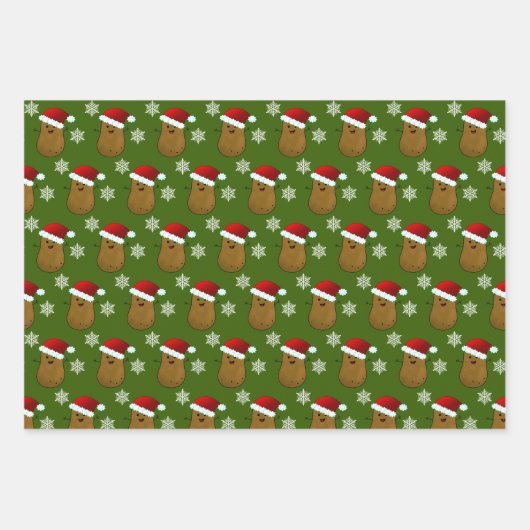 Gelukkige Kerstaardappelen Inpakpapier Vel (Voorkant)