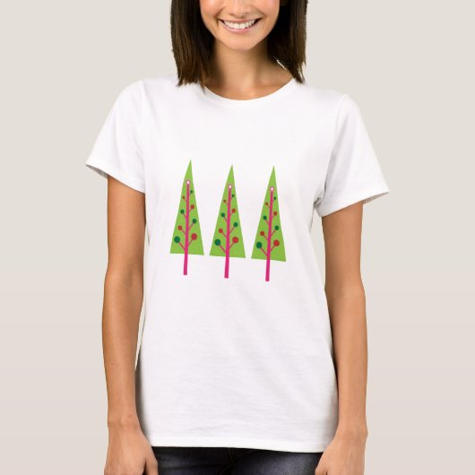 Gelukkige kerstbomen t-shirt (Voorkant)