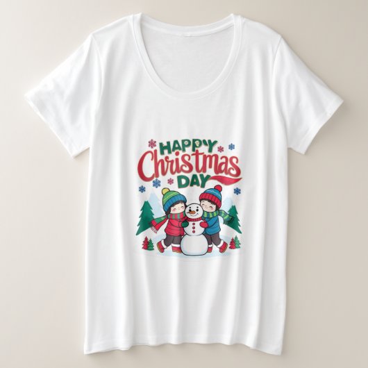 Gelukkige kerstdag grote maat t-shirt (Design voorkant)