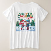 Gelukkige kerstdag grote maat t-shirt (Design achterkant)