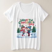 Gelukkige kerstdag grote maat t-shirt (Design voorkant)