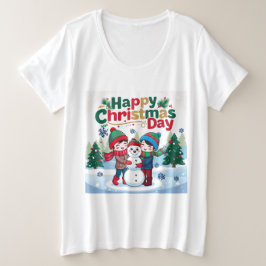 Gelukkige kerstdag grote maat t-shirt