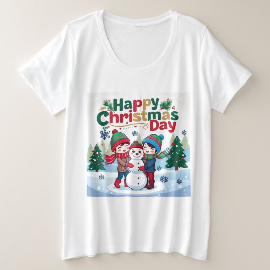 Gelukkige kerstdag grote maat t-shirt (Design voorkant)