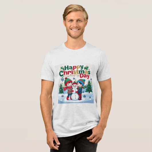 Gelukkige kerstdag Tri-Blend shirt (Voorkant volledig)